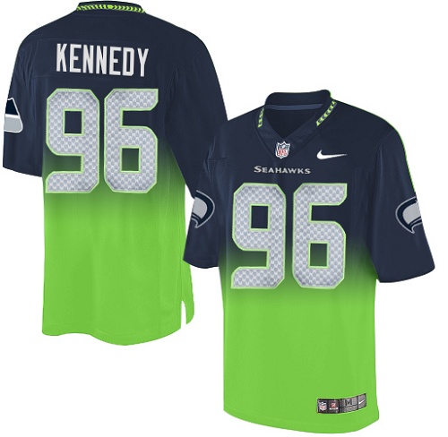 Men's Elite Cortez Kennedy Nike Jersey Navy/Green - #96 Fadeaway NFL Seattle Seahawks